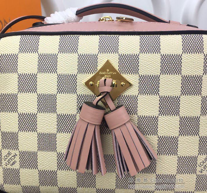 路易威登LV女包 頂級原單 N40154 N40155 Saintonge手袋 Damier Azur帆布 彩色皮革飾邊 可手提 可肩背 斜挎   ydh2697